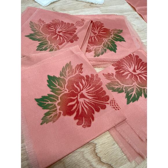 Vintage Hawaiian Islands Map Satin Tablecloth 39x40 + 4 Napkins Deadstock - Picture 8 of 16